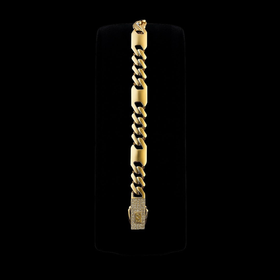 Pulsera Mónaco Cartier  estilo Cubana para Hombre, Oro 10K