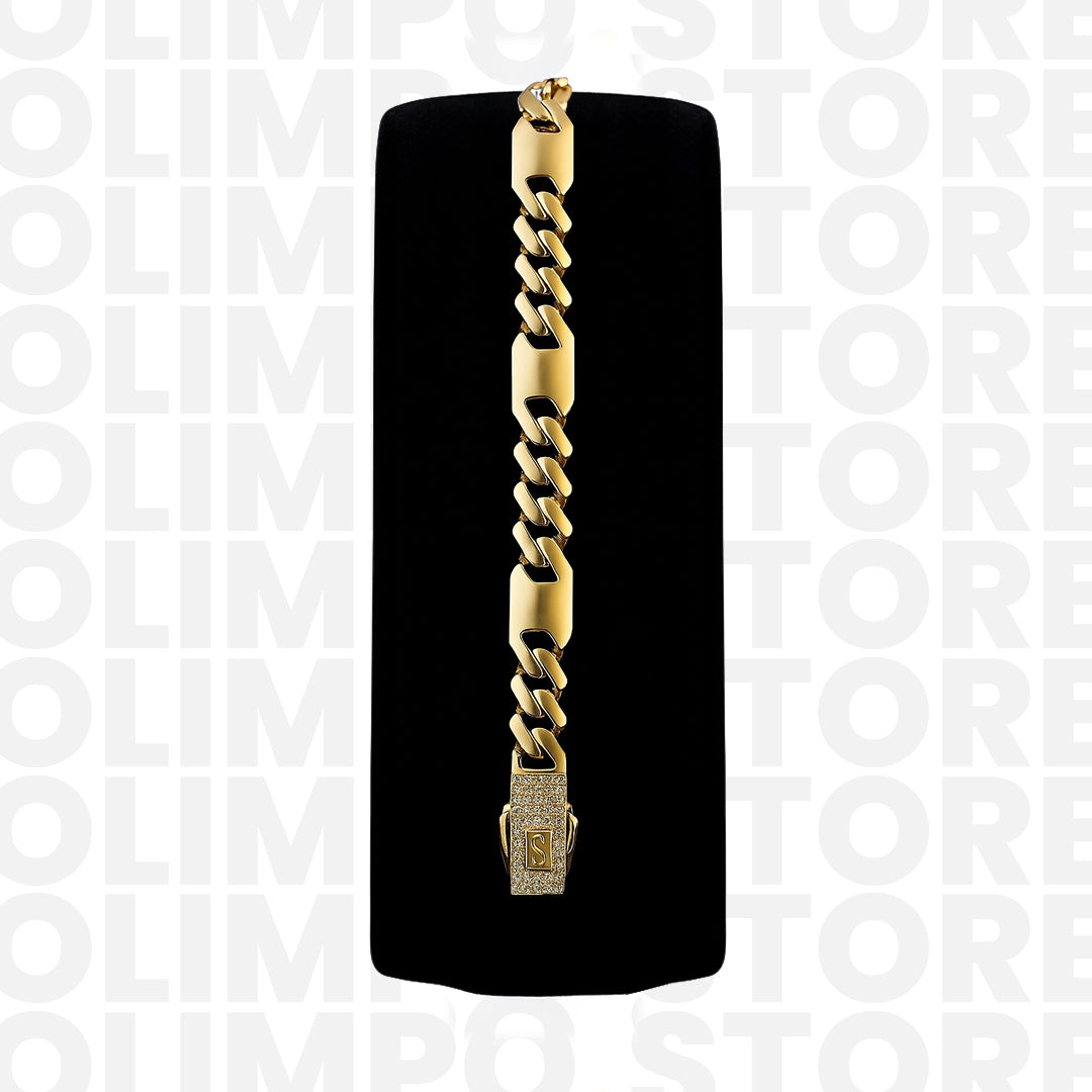 Pulsera Mónaco Cartier  estilo Cubana para Hombre, Oro 10K